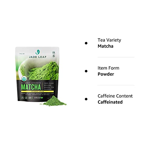 Jade Leaf Matcha Organic Green Tea Powder - Culinary Grade Premium Second Harvest - Authentic Japanese Origin (1.06 Ounce Pouch)