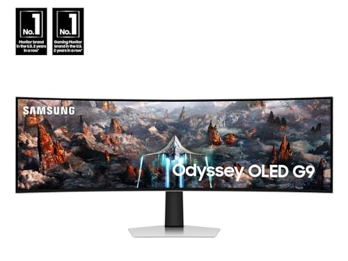 SAMSUNG 49" Odyssey G93SC Series OLED Curved Gaming Monitor, 240Hz, 0.03ms, Dual QHD, DisplayHDR True Black 400, FreeSync Premium Pro, Height Adjustable Stand, LS49CG932SNXZA, 2023