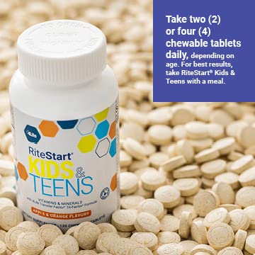 4Life RiteStart Kids & Teens - Apple and Orange Flavors - 22 Essential Vitamins and Minerals - Ages 2 and Up - Immune System Support Transfer Factor - Brain Support - 120 Chewable Tablets