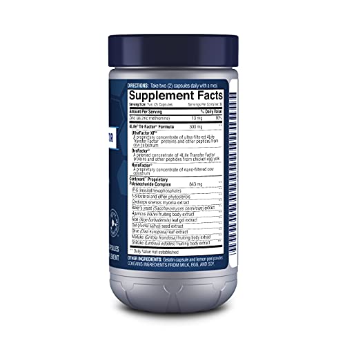 4LIFE TRANSFER FACTOR PLUS Tri-Factor Formula - Immune System Support with Zinc, Super Mushroom Blend (Maitake, Shiitake, Agaricus), and Extracts of Cow Colostrum and Chicken Egg Yolk - 60 Capsules