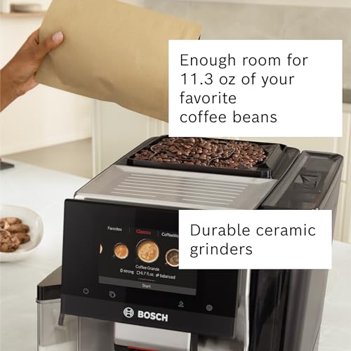 Bosch TQU60703 800 Series VeroCafe Fully Automatic Espresso Machine with Home Connect, 36 Coffee Varieties with Coffee World, Cup Warmer, Double Cup, Integrated Milk Container, in Stainless Steel