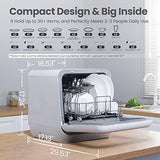 COMFEE' Portable Dishwasher Countertop with 5L Built-in Water Tank, No Hookup Needed, 6 Programs, 360° Dual Spray, 192℉ High-Temp& Air-Dry Function, Mini Dishwasher for RVs, White