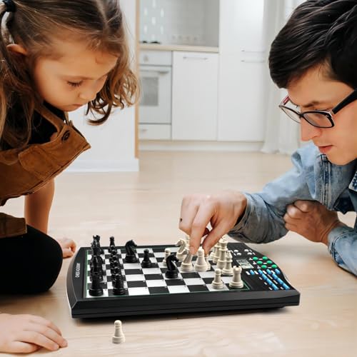 Talking Chess Academy Electronic Chess Set, Magnetic Computer Chess Game with Interactive Teaching System for Beginners, Advanced AI for Improving Players, Perfect for Kids & Adults, Simple and Noble