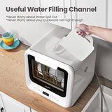 COMFEE' Portable Dishwasher Countertop with 5L Built-in Water Tank, No Hookup Needed, 6 Programs, 360° Dual Spray, 192℉ High-Temp& Air-Dry Function, Mini Dishwasher for RVs, White