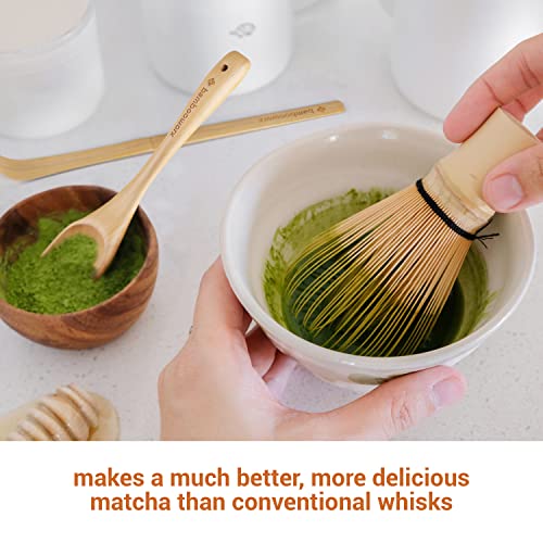 BambooWorx Matcha Whisk Set - Matcha Whisk (Chasen), Traditional Scoop (Chashaku), Tea Spoon. The Perfect Set to Prepare a Cup of Japanese Matcha Tea, Handmade from 100% Natural Bamboo