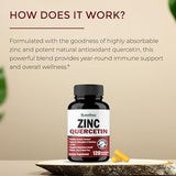 Sandhu's Zinc Quercetin 120 Vegetarian Capsules – Zinc Supplements for Antioxidant Immune Support Zinc for Men and Women – Gluten, Soy, Dairy Free