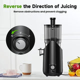 Cold Press Juicer, Amumu Slow Masticating Machines with 5.3" Extra Large Feed Chute Fit Whole Fruits & Vegetables Easy Clean Self Feeding Effortless for Batch Juicing, High Juice Yield, BPA Free 250W