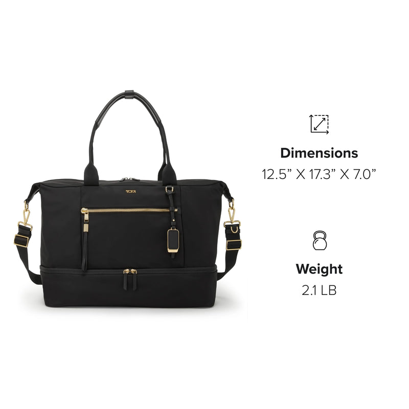 TUMI - Voyageur Contine Weekender - Travel Weekend Bag for Women - Holds Up to 14" Laptop - Multiple Compartment & Pockets - Black & Gold Hardware