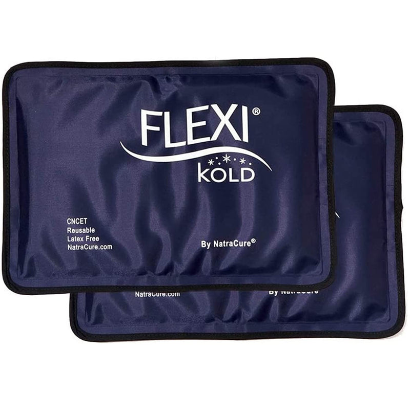 2 FlexiKold Gel Ice Packs - Ice Packs for Injuries Reusable, Back Pain Relief, Knee Ice Pack Wrap, After Surgery, Ice Pack for Knee - 6303-COLD-2PK by NatraCure - Medium - 7.5” x 11.5” – 2PK