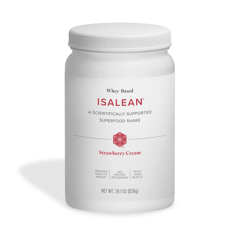 Isagenix IsaLean Shake - Meal Replacement Protein Shake Supports Healthy Weight & Muscle Growth - Protein Powder Enriched with 23 Vitamins - Strawberry Cream, 29.1 Oz (14 Servings)