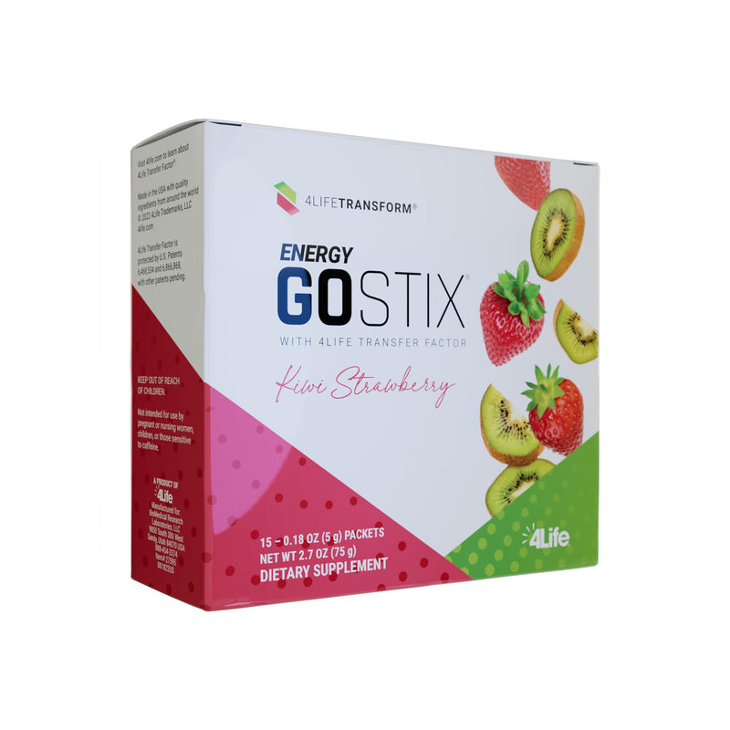 4Life Energy Go Stix - Healthy Energy Source - Kiwi Strawberry Drink Mix - Contains Natural Caffeine from Guarana, Maca, Yerba Mate, and Green Tea Leaf Extract - 15 Packets