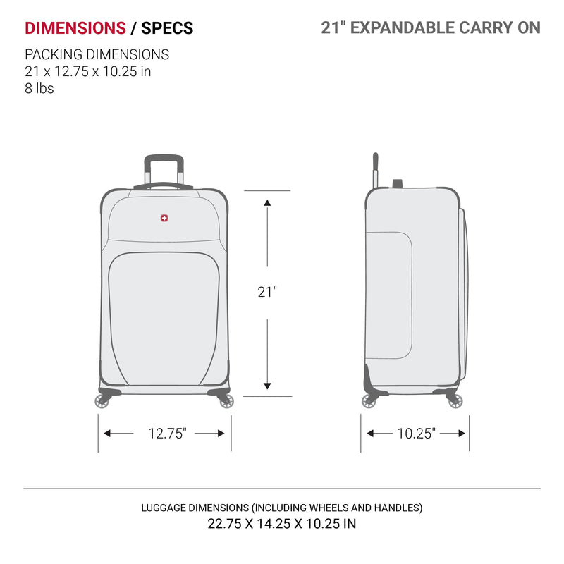 SwissGear Sion Softside Expandable Luggage, Black, 3-Piece Set (21/25/29)