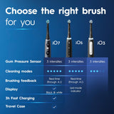 Oral-B iO Deep Clean Rechargeable Electric Powered Toothbrush, Black with iO Series 3 Limited, 2 Brush Heads and Travel Case - Pressure Sensor to Protect Gums - 3 Cleaning Settings - 2 Minute Timer