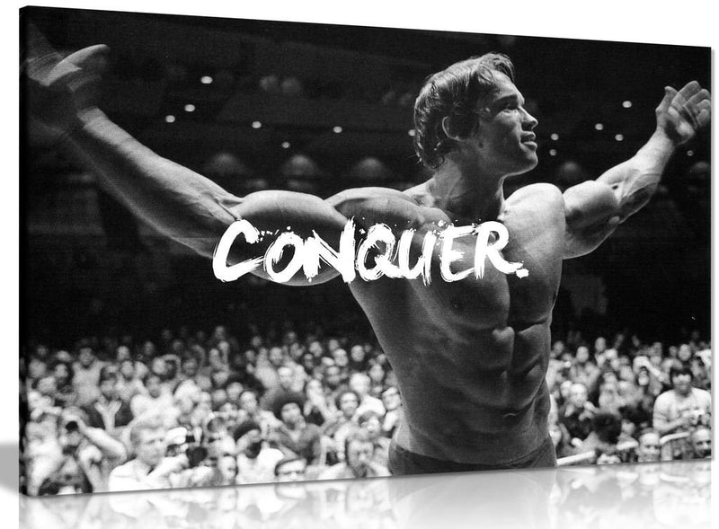 Panther Print, Large Canvas Wall Art, Beautiful Living Room Framed Art, Quality Picture Prints for Walls, Motivational Design, Arnold Schwarzenegger Conquer, Print for Special Occasions (30 x 20 Inch)