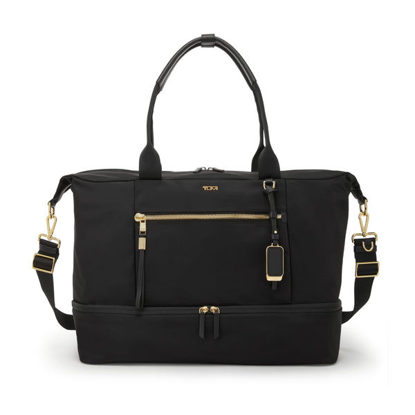 TUMI - Voyageur Contine Weekender - Travel Weekend Bag for Women - Holds Up to 14" Laptop - Multiple Compartment & Pockets - Black & Gold Hardware