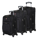 SwissGear Sion Softside Expandable Luggage, Black, 3-Piece Set (21/25/29)