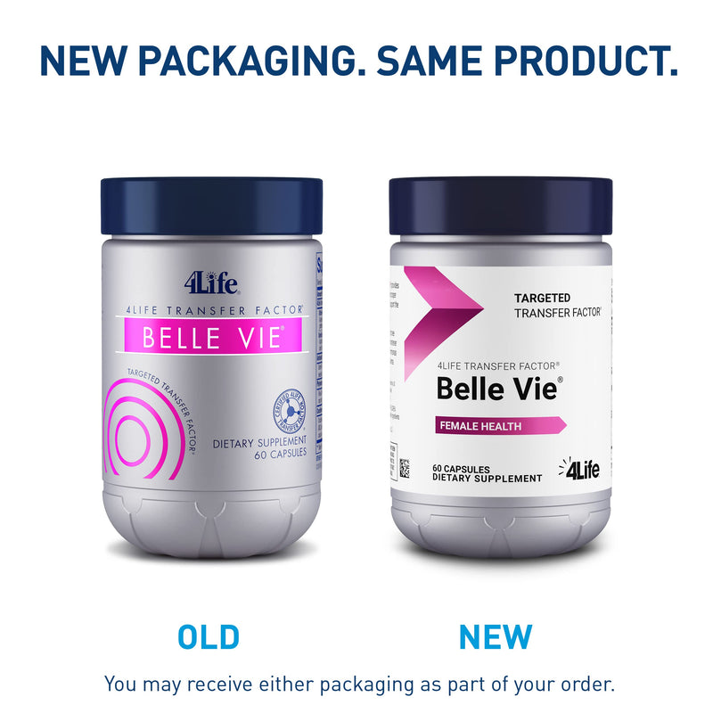 4Life Transfer Factor Belle Vie - Targeted Support for Female Hormone Balance, Reproductive Support, and Breast Health - Supplement with Kudzu, Flax, Herbal Antioxidants, and Green Tea - 60 Capsules