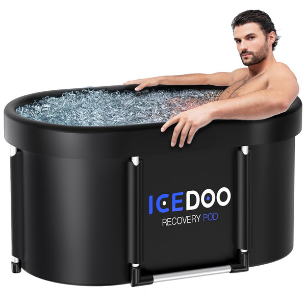 Susbie Upgrade XL 129 Gal Large Oval Ice Bath Tub for Athletes,Multiple Layered Portable Outdoor Cold Plunge Tub for Recovery,Cold Plunge for Family-Foldable Ice Baths for Home,Gyms,Indoor use