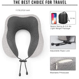 MLVOC Travel Pillow 100% Pure Memory Foam Neck Pillow, Comfortable & Breathable Cover - Machine Washable, Airplane Travel Kit with 3D Sleep Mask, Earplugs, and Luxury Bag, Grey