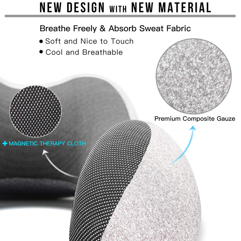 MLVOC Travel Pillow 100% Pure Memory Foam Neck Pillow, Comfortable & Breathable Cover - Machine Washable, Airplane Travel Kit with 3D Sleep Mask, Earplugs, and Luxury Bag, Grey