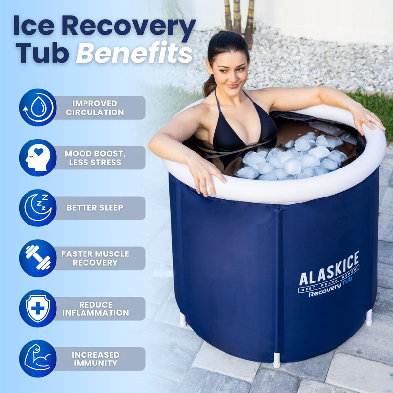 ALASKICE Ice Bath Tub for Athletes, Large Cold Plunge Tub with Thermal Lid, Multi-Layered Ice Plunge Tub for Effective Therapy Recovery, Ideal for Home and Outdoor Use