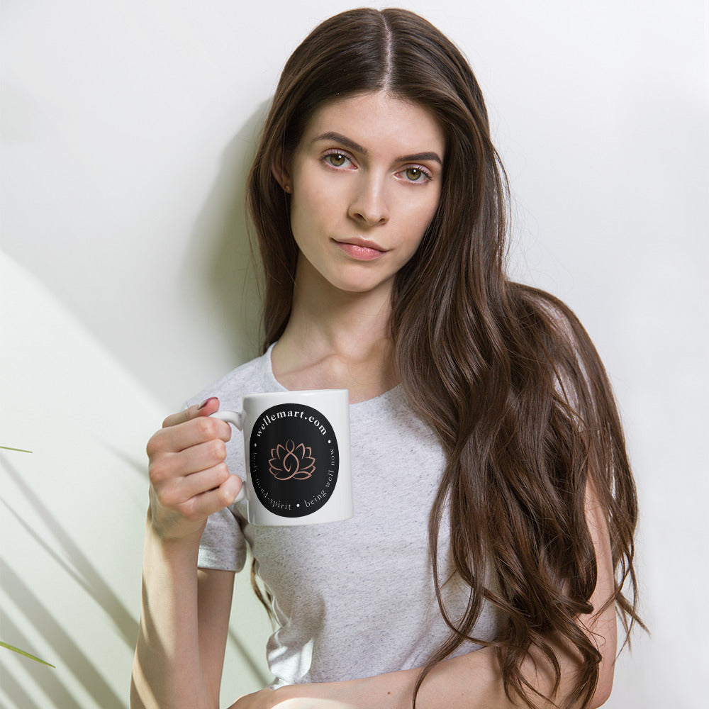 Wellemart Be Well Now white glossy mug &mdash; product photograph from the Wellemart shop