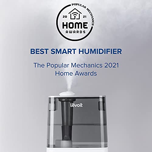 LEVOIT Humidifiers for Bedroom Large Room Home, 6L Top Fill Cool Mist Air Ultrasonic for Plants Indoor with Essential Oils Diffuser for Baby Kids, Smart Control with Humidistat, Quiet Easy Clean, Gray
