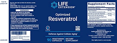 Life Extension Optimized Resveratrol, 90 Caps (Pack of 2)