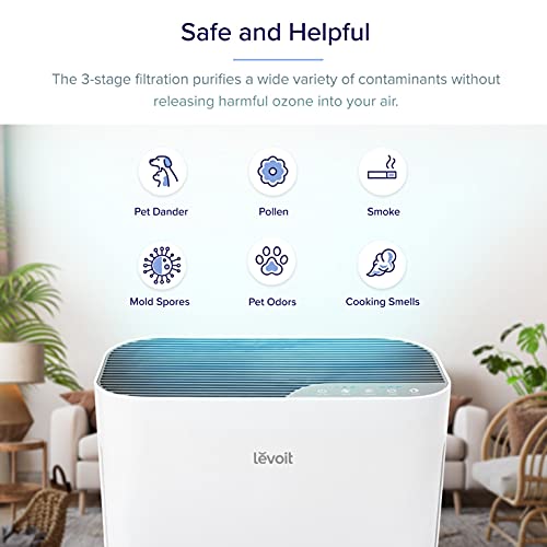 LEVOIT Air Purifier for Home Large Room, H13 True HEPA Filter Cleaner with Washable Filter for Allergies and Pets, Smokers, Mold, Pollen, Dust, Ozone Free, Quiet Odor Eliminators, Vital 100 (White)