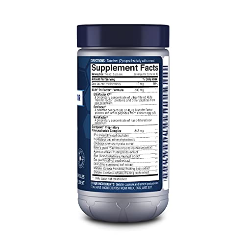 4Life Transfer Factor Plus Tri-Factor Formula - Immune System Support with Zinc, Super Mushroom Blend (Maitake, Shiitake, Agaricus), and Extracts of Cow Colostrum and Chicken Egg Yolk - 60 Capsules