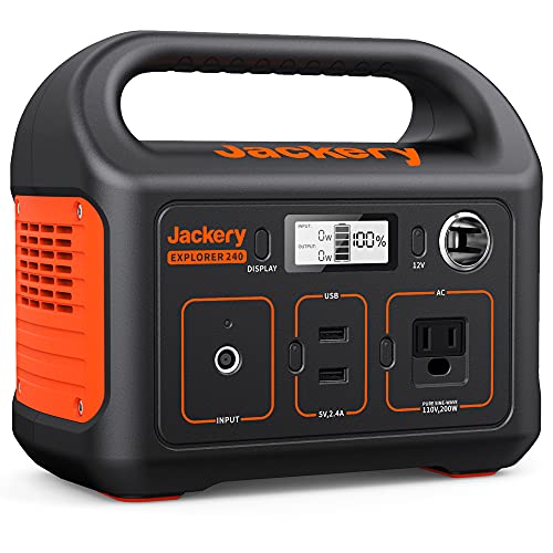 Jackery Portable Power Station Explorer 240, 240Wh Backup Lithium Battery, 110V/200W Pure Sine Wave AC Outlet, Solar Generator (Solar Panel Not Included) for Outdoors Camping Travel Hunting Emergency