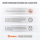 Jackery Portable Power Station Explorer 240, 240Wh Backup Lithium Battery, 110V/200W Pure Sine Wave AC Outlet, Solar Generator (Solar Panel Not Included) for Outdoors Camping Travel Hunting Emergency