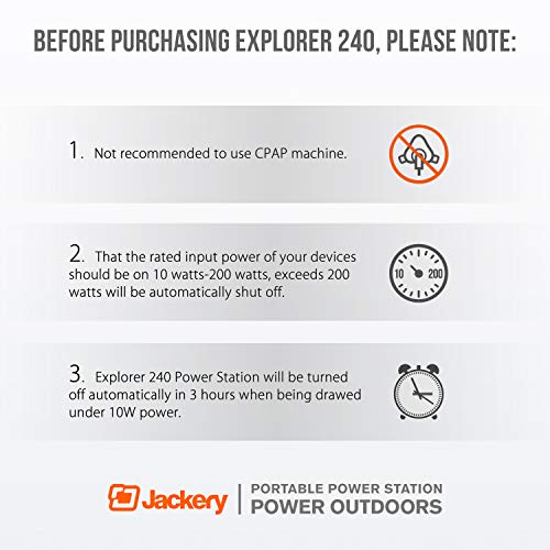 Jackery Portable Power Station Explorer 240, 240Wh Backup Lithium Battery, 110V/200W Pure Sine Wave AC Outlet, Solar Generator (Solar Panel Not Included) for Outdoors Camping Travel Hunting Emergency