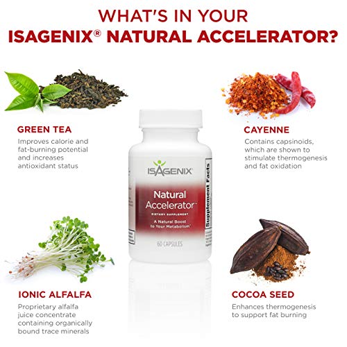 Isagenix Natural Accelerator - Metabolism Boost Capsules with Green Tea Extract, Black Pepper, Niacin and More - 60 Capsules