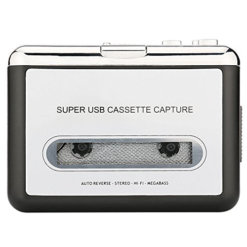 Reshow Cassette Player – Portable Tape Player Captures MP3 Audio Music via USB – Compatible with Laptops and Personal Computers – Convert Walkman Tape Cassettes to iPod Format (Silver)